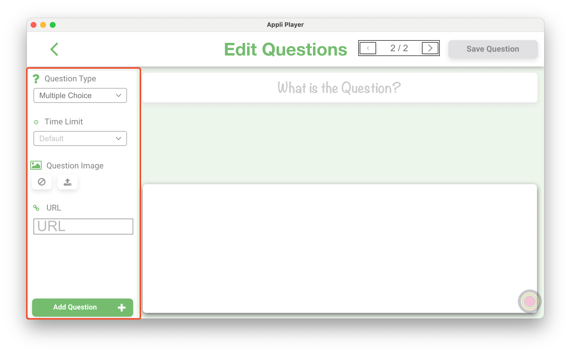 Editing a new question