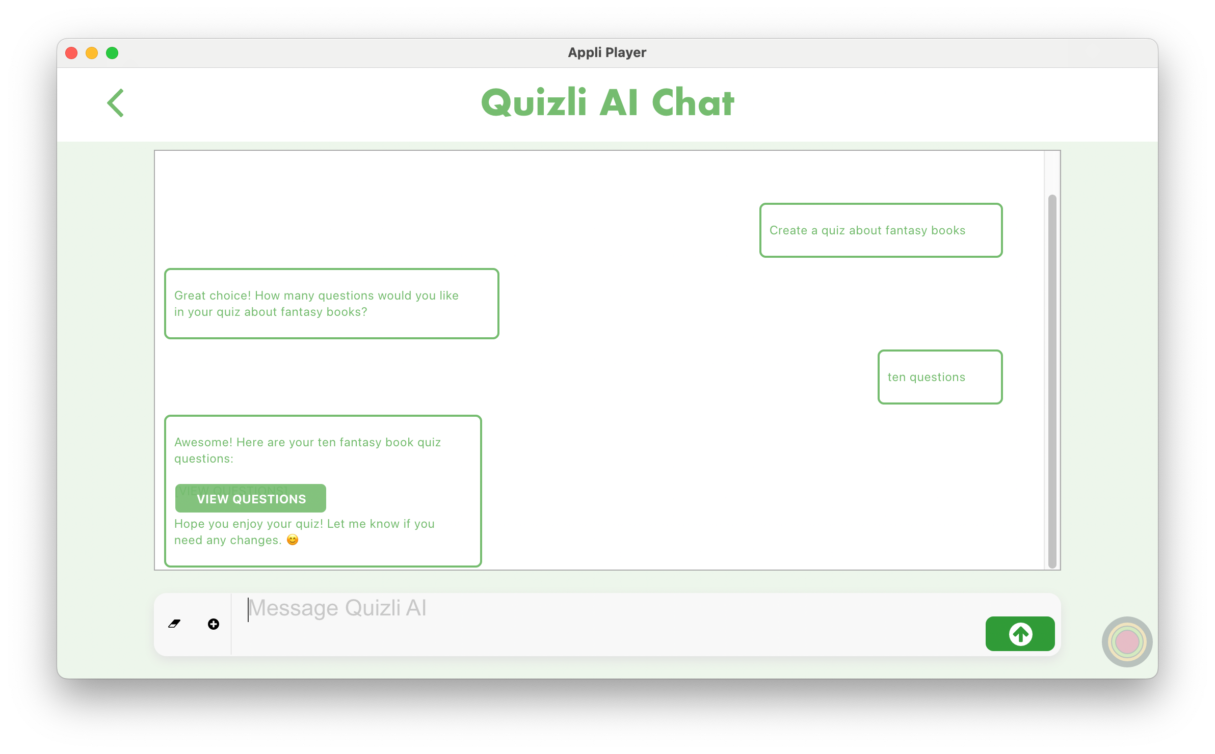 Quizli AI chat